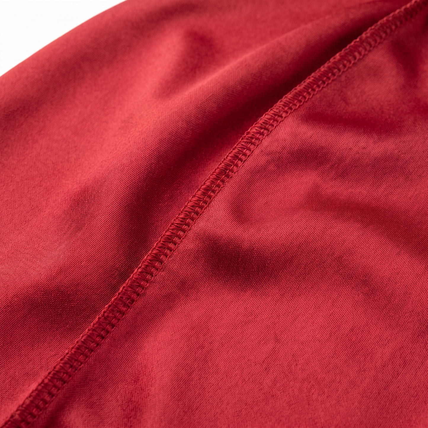 Premium Red Silk Durag fabric close-up showing Red silky satin texture and stitching detail