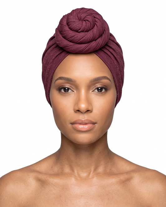 Burgundy (Cardinal Red) Knot Pro Women's Headwrap on model - JagRags