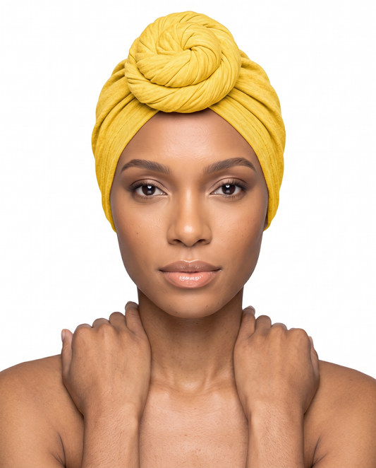 Yellow Knot Pro Women's Headwrap on model - JagRags