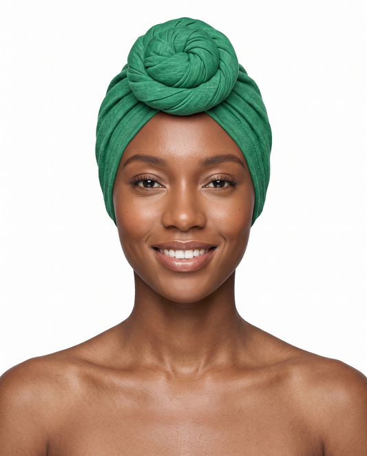 Kelly Green Knot Pro Women's Headwrap on model - JagRags
