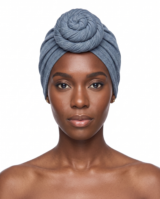 Steel Blue Knot Pro Women's Headwrap on model - JagRags