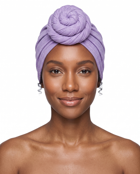 Lavender Knot Pro Women's Headwrap on model - JagRags