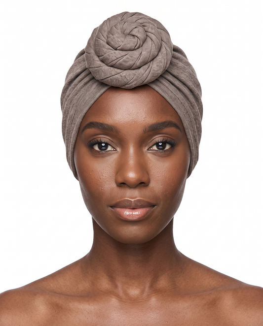 Pebble Brown Knot Pro Women's Headwrap on model - JagRags