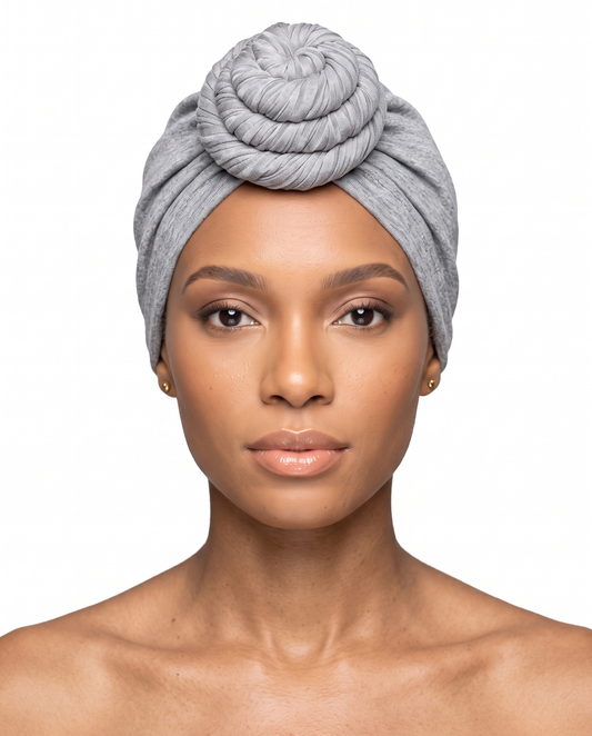 Light Grey Knot Pro Women's Headwrap on model - JagRags