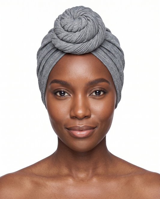 Athletic Grey Knot Pro Women's Headwrap on model - JagRags