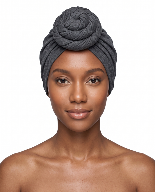 Athletic Dark Grey Knot Pro Women's Headwrap on model - JagRags