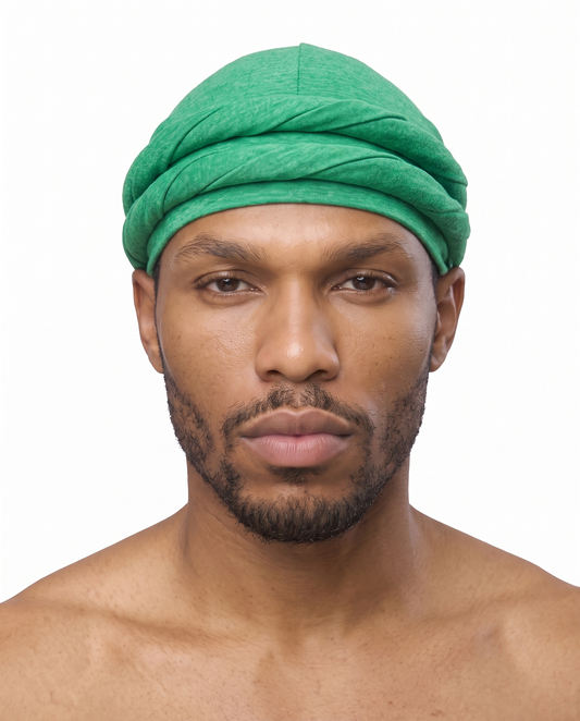 Green men's halo turban