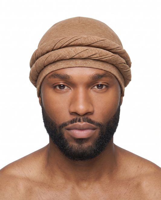 Tan men's halo turban