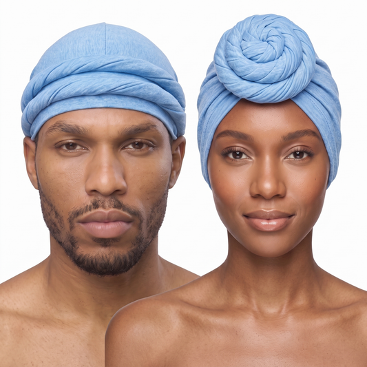 Light Blue Turban and Knot Pro bundle - his and hers - JagRags