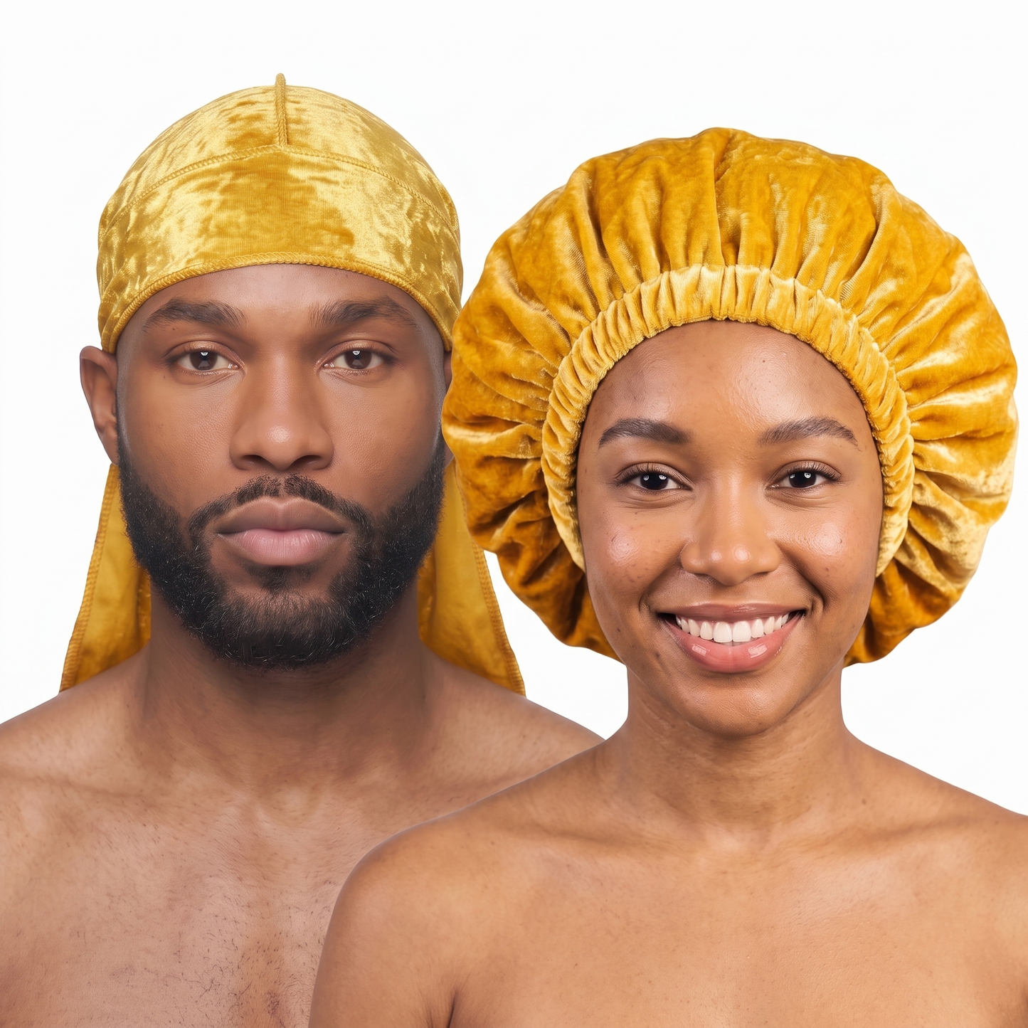 Yellow velvet durag and bonnet bundle - his and hers - JagRags