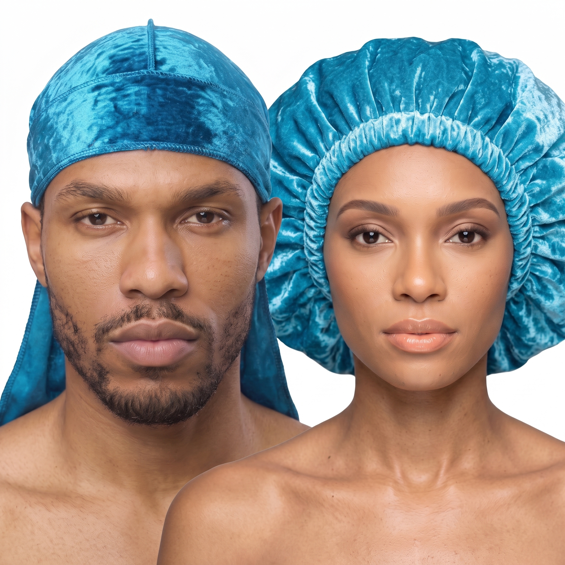 Turquoise velvet durag and bonnet bundle - his and hers - JagRags
