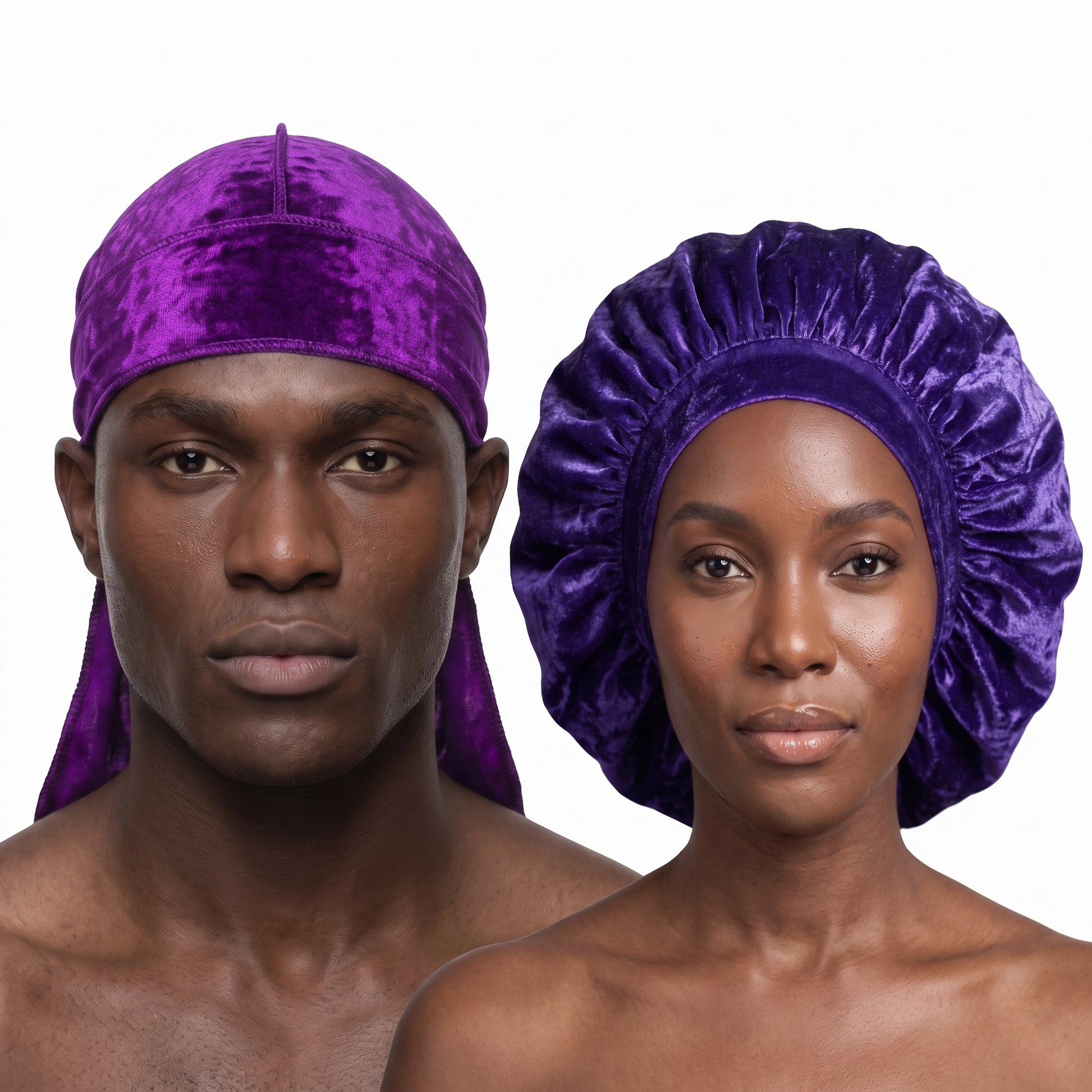 Purple velvet durag and bonnet bundle - his and hers - JagRags