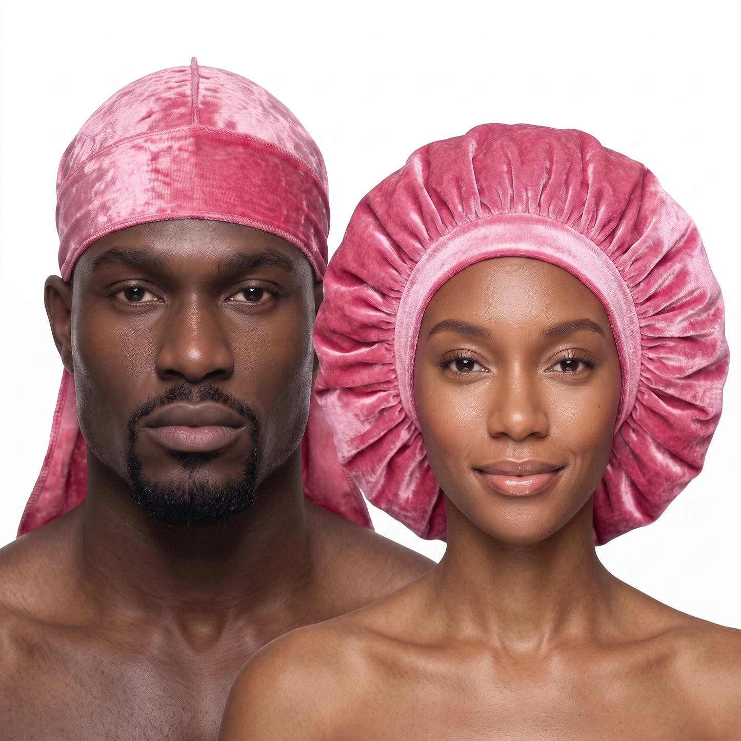 Pink velvet durag and bonnet bundle - his and hers - JagRags