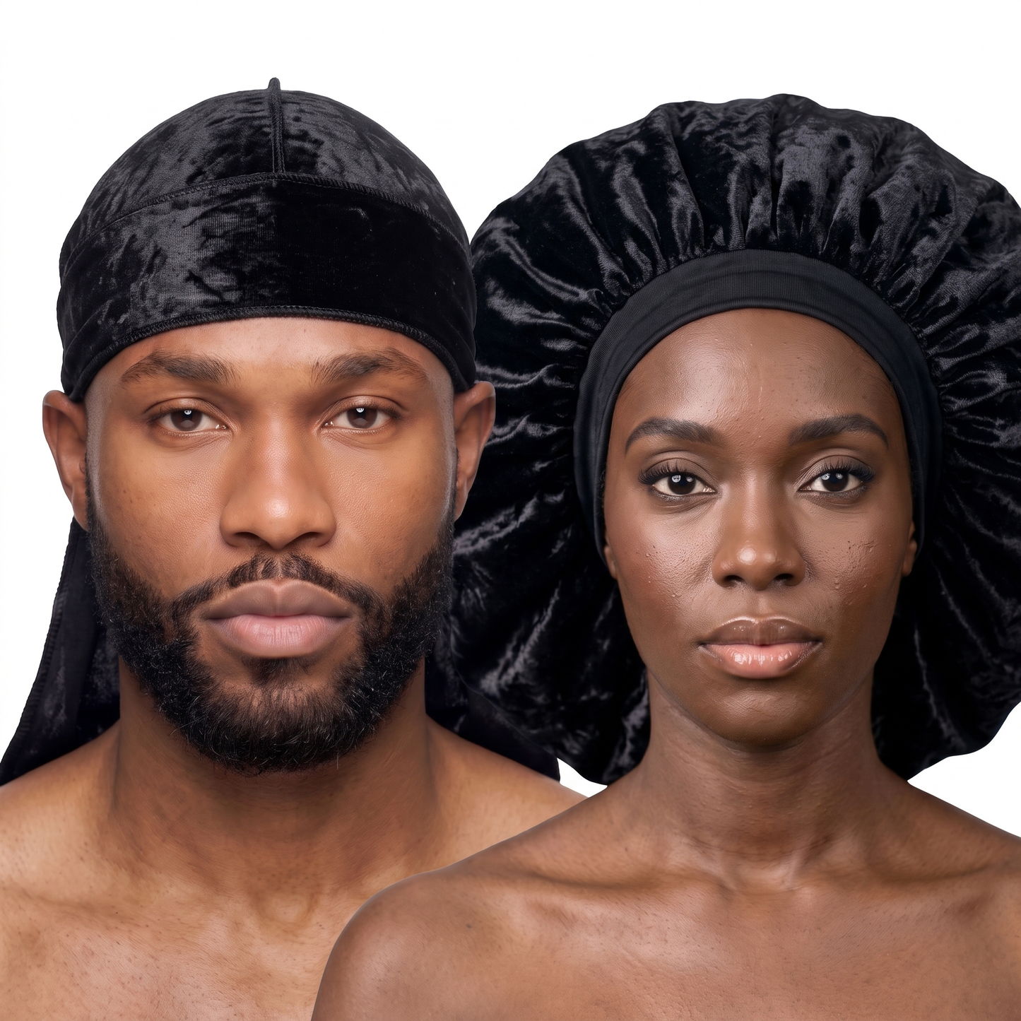 Black velvet durag and bonnet bundle - his and hers - JagRags