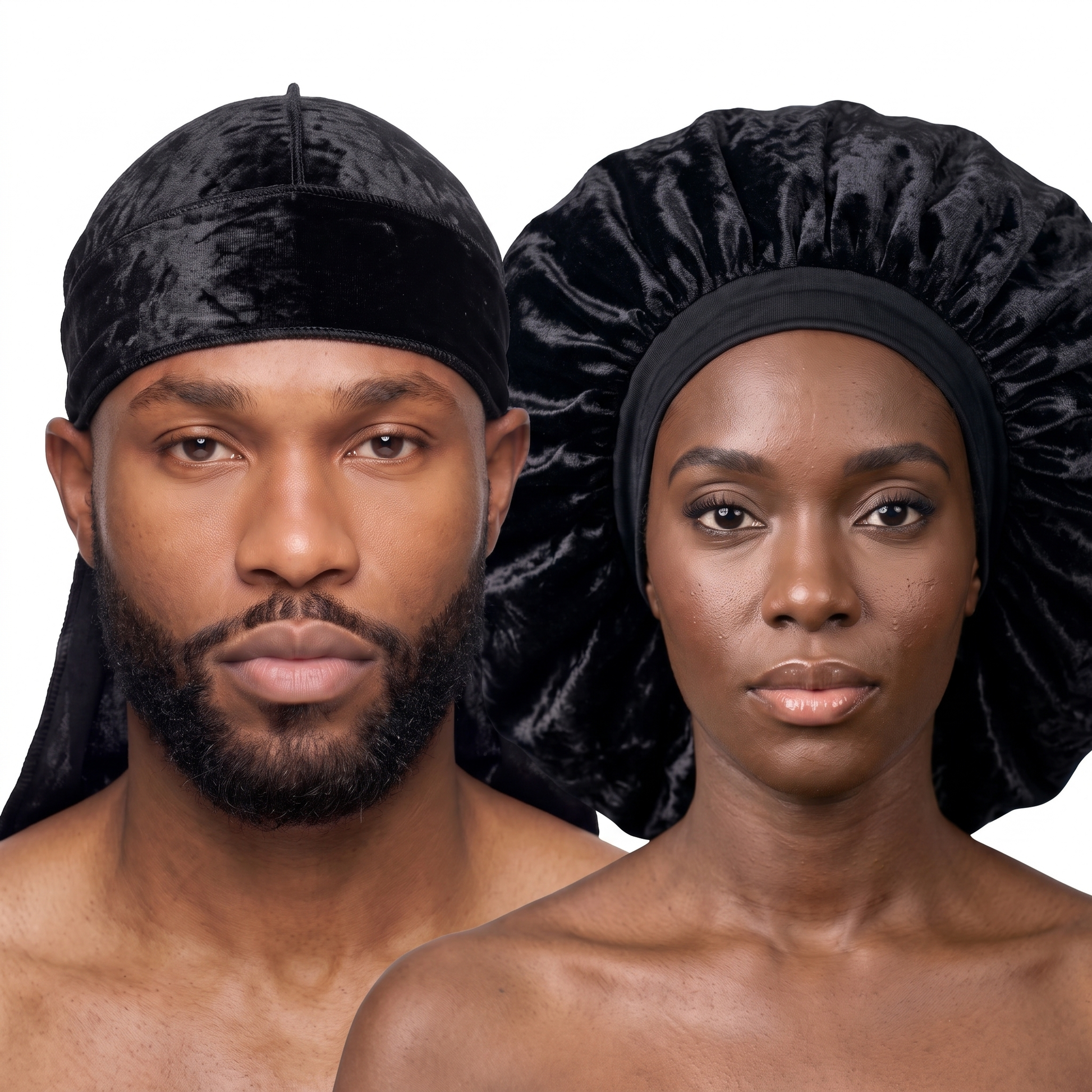 Black velvet durag and bonnet bundle - his and hers - JagRags