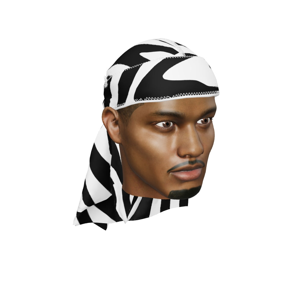 “Zebra White” Satin Silky Durag