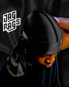 Top view of black, silk durag