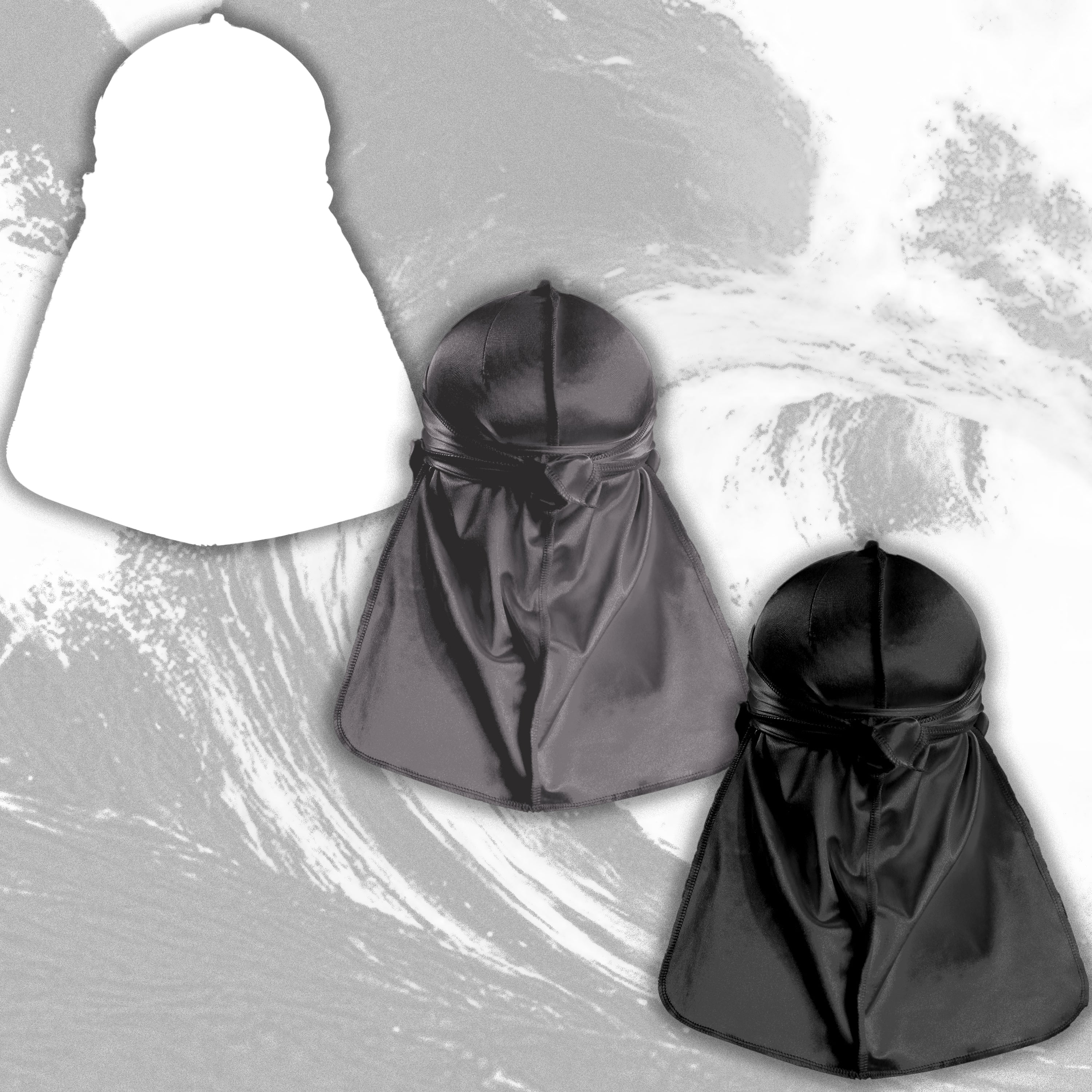 Premium Silk Durag Bundle Silver Grey